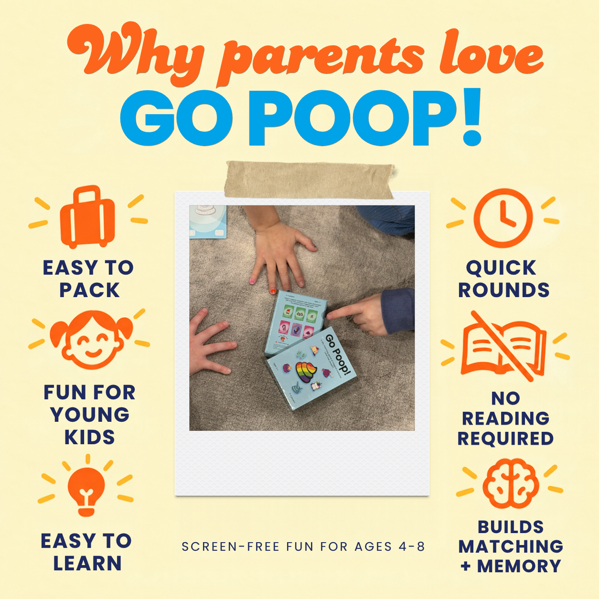 easy to pack, fun for young kids, easy to learn, quick rounds, no reading required, buildings matching and memory